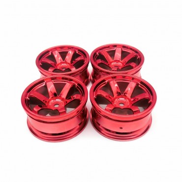 JOGO DE RODAS 26MM PARA AUTO ON ROAD 1/10 GRIP OU DRIFT KYOSHO TRAXXAS HPI HSP HIMOTO TAMIYA VERMELHO JANTES 01